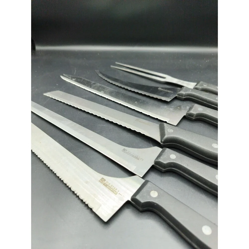 LOT OF 6 Ronco Showtime Six Star Knives #1, 3, 4, 6, 8, 12 Steel Knives